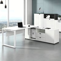 Bureau de direction en L en bois de luxe moderne avec tiroirs de rangement écologiques et assemblage facile