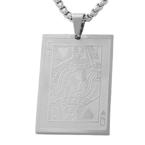 Stainless Steel <b>Playing</b> <b>Card</b> Pendant Queen Of Hearts Men's Necklace Retro Punk Style 120140 - Product Image 1