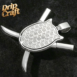 Pendentif Hip Hop <span class=keywords><strong>Ninja</strong></span>, en cuivre, plaqué or véritable et émail, épée en zirconium micro-incrustée, nouveau produit. - Product Image 6