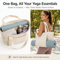 Sac de transport pour tapis de yoga en toile de coton avec logo personnalisé, réutilisable, pliable, à bandoulière, pour la gym, le Pilates, écologique, usage quotidien, unisexe