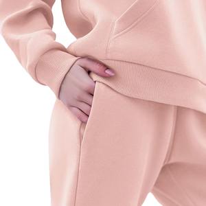 Conjunto de Sudadera con Capucha y Pantalones Deportivos de Algodón 100% Tejido, Personalizado OEM al por Mayor, para Mujer, Ajuste Regular, en Blanco, para Venta - Product Image 3