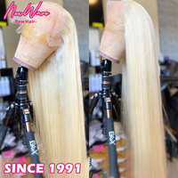 Perruque de cheveux humains vierges Grade 12A, longue et droite, 13x4, 360 Full Lace Front, blond roux 613, sans colle