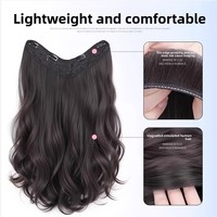 Perruque en une seule pièce à grandes ondulations en U, bouclée et volumineuse, pour femme, cheveux longs 50 cm, sans trace, sans dentelle, postiche