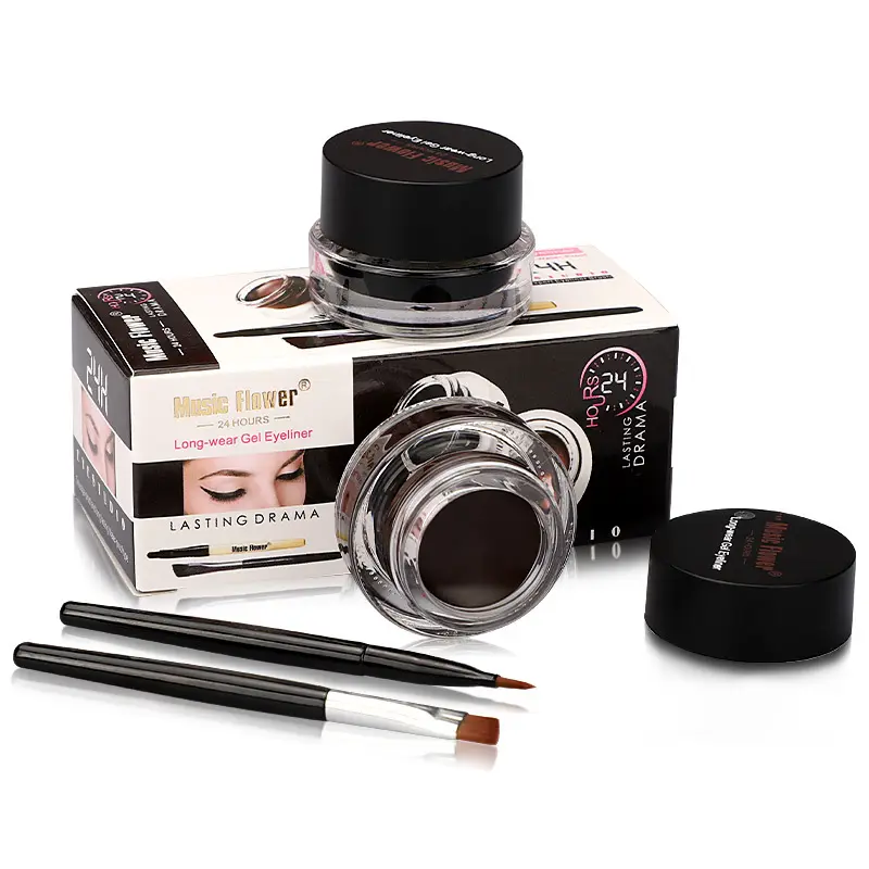 Cosmetics makeup products 2 in 1 Brown + Black Gel Eyeliner makeup waterproof music flower gel eyeliner for Eye Make-up