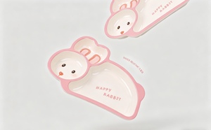 Plato de Melamina <span class=keywords><strong>Happy</strong></span> Rabbit de NYT |   Ligero y Seguro |   Perfecto para Comidas y Fiestas Infantiles - Product Image 2