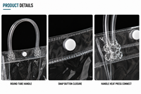 Sac fourre-tout transparent avec poignée, impression de logo personnalisée, sac de shopping transparent, sac à main réutilisable pour la promotion en détail et l'emballage de cadeaux