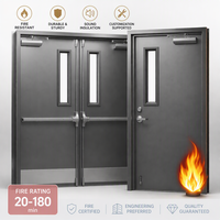 Porte coupe-feu en acier double à résistance au feu de 3 heures homologuée UL, porte coupe-feu en métal pour projets de construction