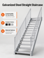 Escalier droit en acier galvanisé sur mesure |   Échelle d'évacuation robuste pour plateforme extérieure certifiée CE