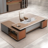 Bureau de direction en bois haut de gamme, moderne, en forme de L, avec armoire de rangement