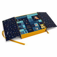 Boîte cadeau de Noël en carton durable de luxe personnalisée, boîte de calendrier de l'avent, boîte à double porte avec ruban et fermeture magnétique