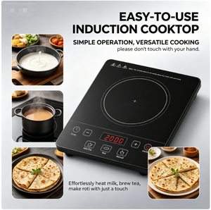 Table de cuisson à induction à bobine en cuivre à économie d'énergie, minuterie tactile LED, puissance réelle de 1350 W, <span class=keywords><strong>plaque</strong></span> chauffante en céramique, cuisinière portable - Product Image 5