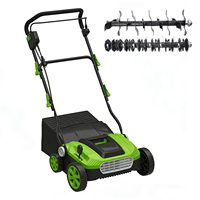 VERTAK Escarificador y Desbrozadora Eléctrica de 1500W, Rastrillo Manual con Ajuste de Altura de 6 Posiciones, Escarificador y Aireador de Césped