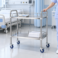 Chariot de soins infirmiers en acier inoxydable avec roues mobiles pour les soins hospitaliers