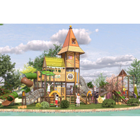 Équipement de terrain de jeu extérieur en bois et plastique pour enfants, série Voyage Magique, ensemble de jeux d'escalade et d'équilibre pour la maternelle
