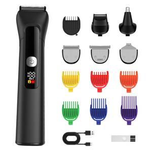 Kit <span class=keywords><strong>de</strong></span> toilettage électrique tout-en-un pour homme, lame en acier inoxydable portable, tondeuse à cheveux et à barbe, usage domestique, <span class=keywords><strong>anglais</strong></span>, étanche IPX7 - Product Image 1