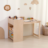Ensemble bureau et chaise pour enfants en contreplaqué de bouleau, bureau d'étude Montessori avec étagère de rangement, tabouret en forme de U pour salle de classe, maternelle