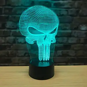 Regalo creativo più venduto 3D led Punisher Skull Lighting grande luce notturna con un bagliore morbido per i bambini