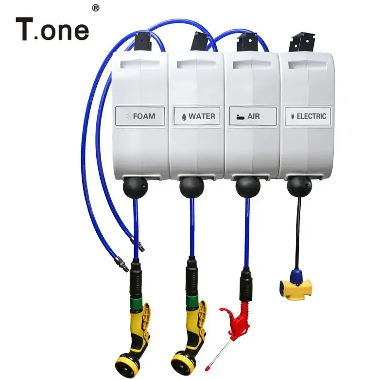 自動圧縮格納式延長コードリールエアホースリールコンビネーションボックス