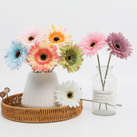 Buket Bunga Daisy Buatan Tangan Terlaris Musim Panas, Sentuhan Realistis, Bunga Sutra Putih Lembut, Bunga Pink Besar, Hari Valentine, Gaya Eropa
