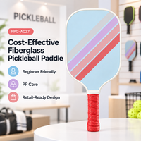 Raquette de pickleball en fibre de verre avec noyau en PP pour débutants, usage récréatif, clubs scolaires, vente au détail et en gros, logo personnalisé, commandes en gros