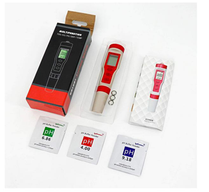 Penguji kualitas air portabel <span class=keywords><strong>4</strong></span> in <span class=keywords><strong>1</strong></span>, penguji pH EC/PH/Temp presisi tinggi untuk air tanaman - Product Image 6