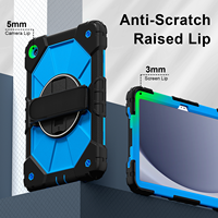 Étui robuste anti-chute WESOROL pour Samsung Tab A11 Plus/A9 Plus 11 pouces avec support rotatif à 360°, dragonne et bandoulière, noir et bleu