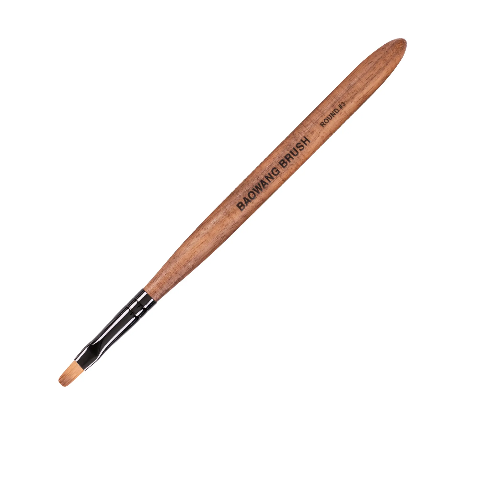 BW7-3 Brush Gel Polonês Wooden Handle Alta Qualidade PET Nylon Hair Round Brush Custom Gel Nail Brush para Mulheres DIY Design