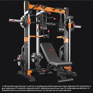 Ensemble de fitness pour la maison : Rack à squats, Rack de musculation, Barre d'haltères, Machine Smith, Appareil abdominal et pectoral - Product Image 3