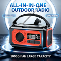 Radio Solar Multifunción con Manivela, 10000mAh, Radio Meteorológica de Emergencia con SOS