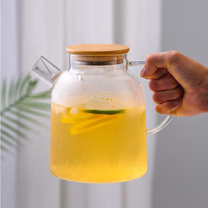 Pichet à thé en verre avec couvercle en bambou 2L pour le thé aux fruits et le thé aux fleurs, idéal pour les réceptions - Product Image 3