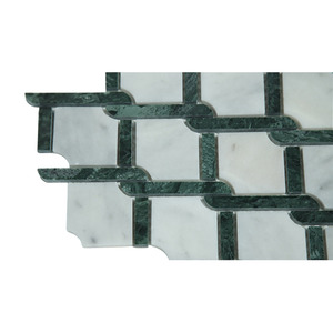 <span class=keywords><strong>JK</strong></span> đá cẩm thạch Gạch Mosaic Thủy Tinh kết hợp cắt đá cẩm thạch Pebble gạch đá Cẩm Thạch Trắng khảm cho tường trang trí - Product Image 1