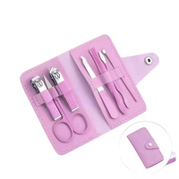 Ensemble de soins manucure-pédicure de luxe 7-en-1 JM, best-seller, coupe-ongles, lime à ongles, ciseaux en acier carbone avec étui en PU