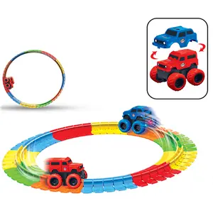 DIY Assembly Anti-gravity Slot Toy Vehicle Kids Puzzle Parking Lot Track Truck Toys Set For Children Interactive Game Track Toys