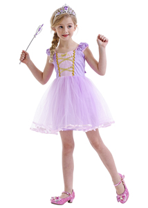Costume di Halloween per bambini festa di compleanno per bambini fantasioso vestito Sofia per ragazze vestito da principessa Rapunzel con 6 pezzi accessori - Product Image 2