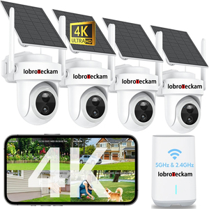 Système de caméra de sécurité solaire 4 caméras avec stockage local 128 Go, kit <span class=keywords><strong>sans</strong></span> <span class=keywords><strong>fil</strong></span> extérieur 4K HomeBase 360 °   Pan & Tilt <span class=keywords><strong>sans</strong></span> frais d'abonnement - Product Image 2