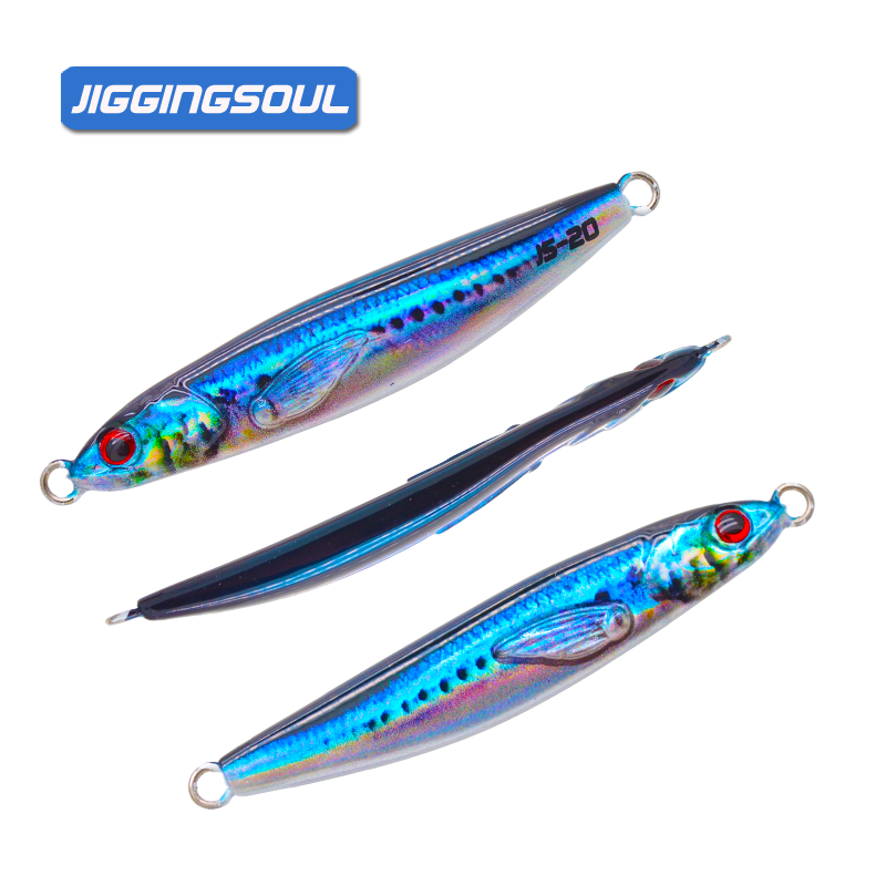 JIGGINGSOUL-OEM311-10g15g20g30g40g60g100g Metal Jig S forma impressa 3D isca de pesca praia Micro isca de pesca equipamento de pesca