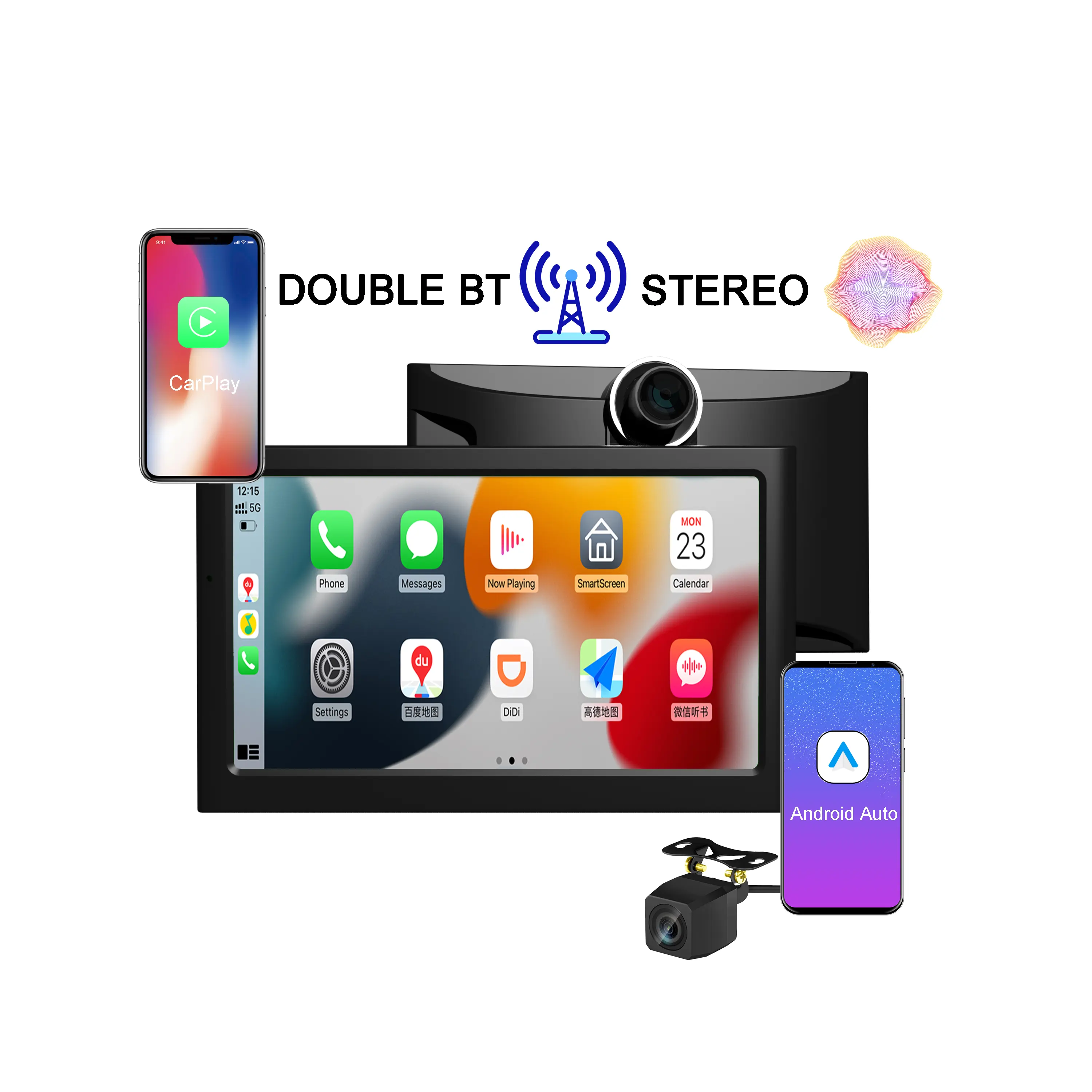 2024 mới 7 inch phía trước 2K màn hình cảm ứng đầy đủ thông minh Carplay Dash Cam