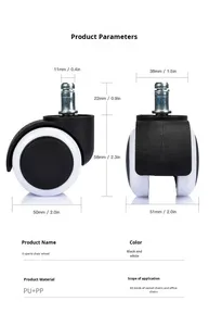 Ruota Girevole in Plastica PU da 2 Pollici per Sedia, Design Contemporaneo per Mobili da Camera, Capacità di Carico 60kg, Cuscinetto a Sfera di Precisione - Product Image 3