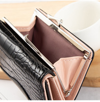Dompet kecil lipat PU motif buaya dompet koin pendek Multi kartu lucu dompet lisensi pengemudi untuk wanita carteras para mujer