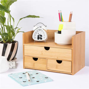 Tabletop <strong>Mini</strong> Small <strong>Drawer</strong> Storage Kitchen Countertop Organizer Bamboo Desk Organizer With <strong>Drawers</strong> - Product Image 5