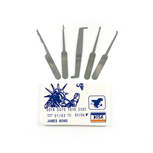 Strumenti per fabbro portafoglio dimensioni VISA James Bond set di carte di credito 5 pezzi Multi Hook lock Pick Tools