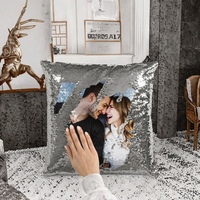 Housse de coussin de canapé en polyester à fermeture éclair avec logo personnalisé en sequins