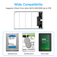 Hard Disk Drive transparan, alat kecepatan tinggi 2.5 Quot USB C Tipe C Sata Hdd