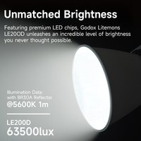 Godox LE200D Lumière vidéo LED portable continue 5600K 200W en plastique et aluminium pour studio, streaming en direct, YouTube et tournage vidéo sur téléphone