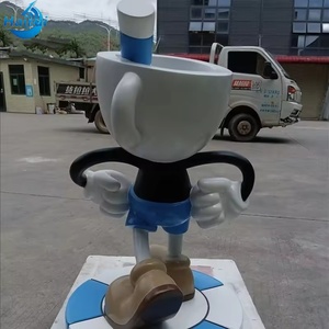 Sculpture en fibre de verre Cuphead mignonne, artistique 3D, peinte à la main, décoration intérieure sur le thème des jeux, personnalisée (Meilleures ventes Moyen-Orient Europe) - Product Image 3