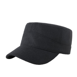 <b>Flat</b> <b>Cap</b> <b>Wool</b> Thick Warm Winter Unisex Black Solid Color - Product Image 1