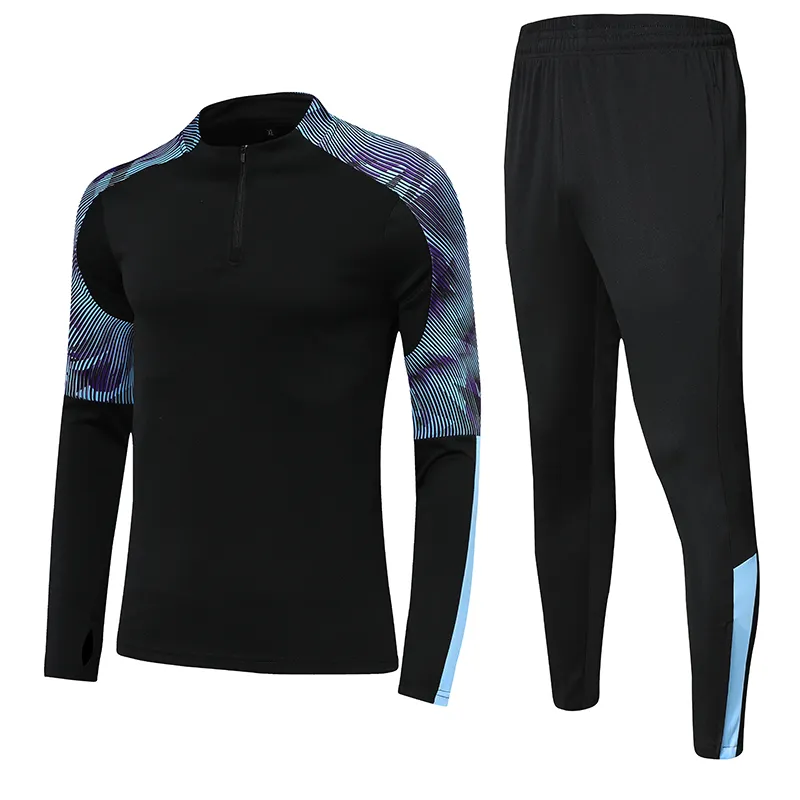 Custom Half Zip Tracksuit Kids Size Tracksuits Club Soccer Winter Training Suit Set Men Football Jacket and Pants