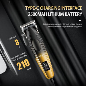 ماكينة حلاقة الشعر كيمي KM-1788 بقوة 2500 مللي أمبير، قوية جداً، تعمل بالبطارية، لاسلكية، بشفرة سيراميك معدنية، 9000 دورة في الدقيقة - Product Image 5