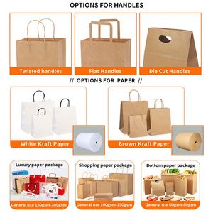 Sacs à emporter pour restaurant en papier kraft biodégradable, recyclables et écologiques, personnalisables avec logo - Product Image 2