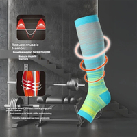 Chaussettes de compression à rayures dégradées personnalisées, souples, à bout ouvert et zippées pour femmes, manchons de compression graduée pour mollets, récupération sportive, anti-fatigue des jambes